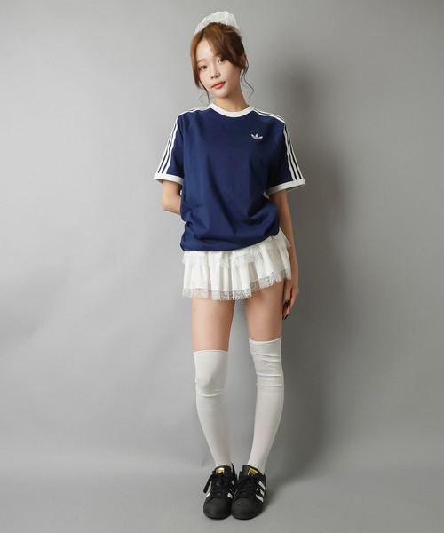 adidas（アディダス）の「【adidas/アディダス】スリーストライプス半袖Tシャツ/全4色/2サイズ展開（Tシャツ/カットソー・レディース・ボルドー/ホワイト/ブラック/イエロー/ネイビー・M/S）」の12枚目の写真