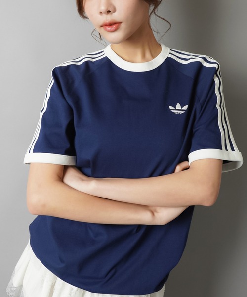 adidas（アディダス）の「【adidas/アディダス】スリーストライプス半袖Tシャツ/全4色/2サイズ展開（Tシャツ/カットソー・レディース・ボルドー/ホワイト/ブラック/イエロー/ネイビー・M/S）」の7枚目の写真