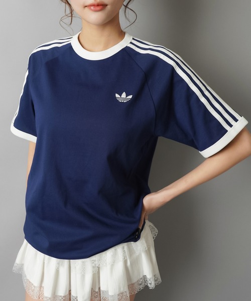 adidas（アディダス）の「【adidas/アディダス】スリーストライプス半袖Tシャツ/全4色/2サイズ展開（Tシャツ/カットソー・レディース・ボルドー/ホワイト/ブラック/イエロー/ネイビー・M/S）」の6枚目の写真