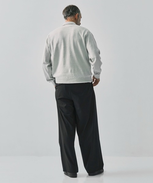 ATON（エイトン）の「【ATON / エイトン】LINEN SHORT FUR ZIP UP POLO SWEATER（シャツ/ブラウス・メンズ・オフホワイト/ダークグレー・6/4）」の5枚目の写真
