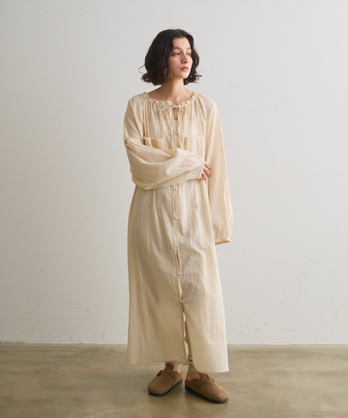 Crisp(クリスプ)の「モチーフレースデザインスモックワンピース(ワンピース・レディース・アイボリー・FREE)」の3枚目の写真