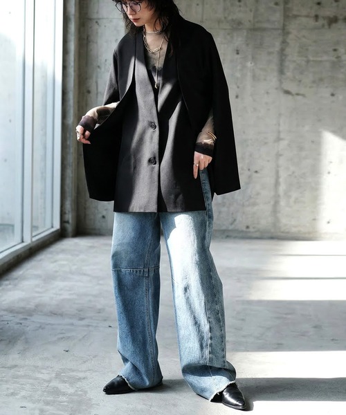 antiqua(アンティカ)の「ノーカラー ジャケット(ノーカラージャケット・レディース・ブラック・ONESIZE)」の9枚目の写真