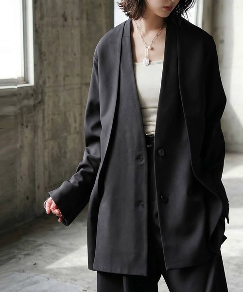antiqua(アンティカ)の「ノーカラー ジャケット(ノーカラージャケット・レディース・ブラック・ONESIZE)」の10枚目の写真