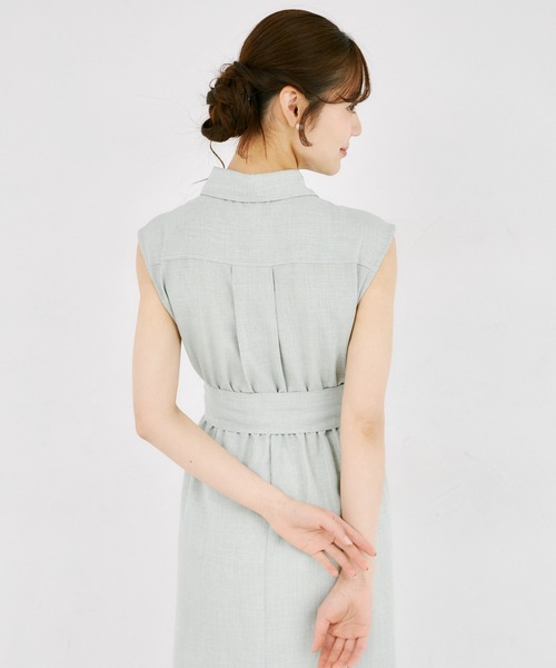 tocco closet(トッコ クローゼット)の「ウエストリボン付きリネンライクシャツワンピース(ワンピース・レディース・ブルー/ピンク/ネイビー/ミント・M)」の12枚目の写真