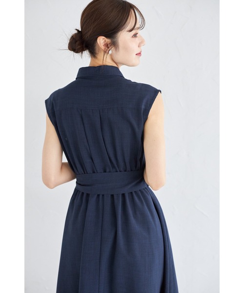 tocco closet(トッコ クローゼット)の「ウエストリボン付きリネンライクシャツワンピース(ワンピース・レディース・ブルー/ピンク/ネイビー/ミント・M)」の20枚目の写真