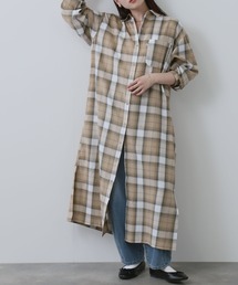 NAVY　チェックシャツワンピース
