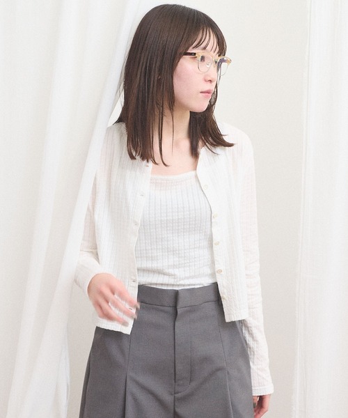 fig Ｌondon（フィグロンドン）の「eyelet tereko cardigan（Tシャツ/カットソー・レディース・ホワイト・FREE）」の3枚目の写真