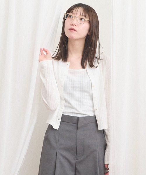 fig Ｌondon（フィグロンドン）の「eyelet tereko cardigan（Tシャツ/カットソー・レディース・ホワイト・FREE）」の4枚目の写真