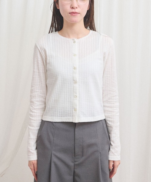 fig Ｌondon（フィグロンドン）の「eyelet tereko cardigan（Tシャツ/カットソー・レディース・ホワイト・FREE）」の10枚目の写真