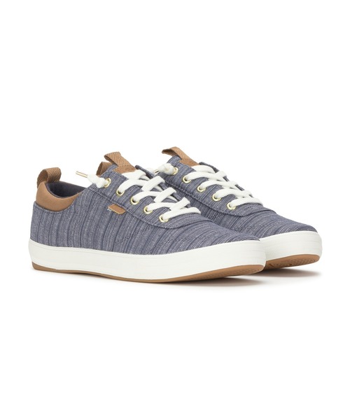Keds(ケッズ)の「Keds センター スリー スリップオン ストライプ シャンブレー ブルー(スニーカー・レディース・ブルー・23.5cm/24.0cm/24.5cm/25.0cm/22.5cm/23.0cm)」の1枚目の写真