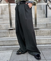 kutir | STUDDED STRIPED WIDE SLACKS／スタッズストライプワイドスラックス(スラックス)