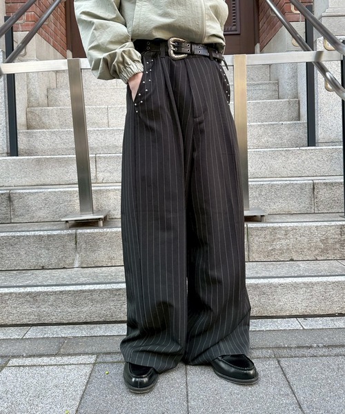 kutir（クティール）の「STUDDED STRIPED WIDE SLACKS／スタッズストライプワイドスラックス（スラックス・メンズ・ブラック/チャコールグレー・SMALL/MEDIUM/LARGE）」の12枚目の写真