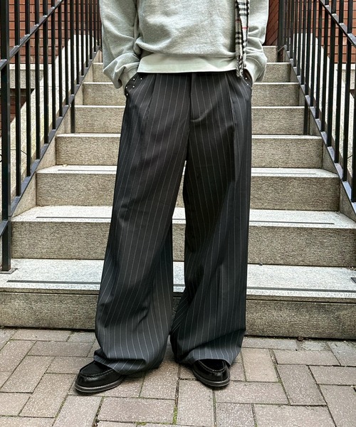kutir（クティール）の「STUDDED STRIPED WIDE SLACKS／スタッズストライプワイドスラックス（スラックス・メンズ・ブラック/チャコールグレー・SMALL/MEDIUM/LARGE）」の22枚目の写真
