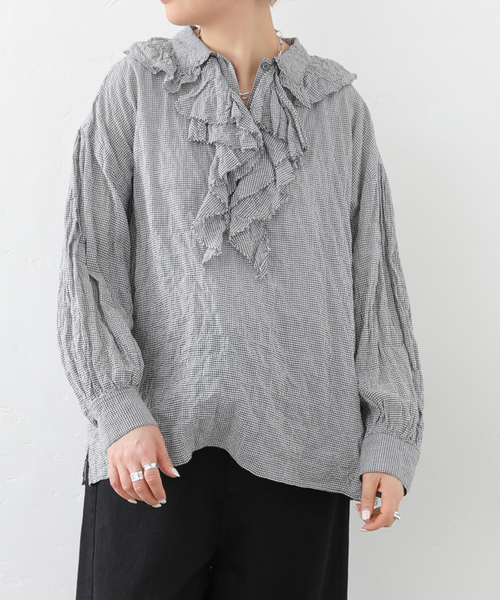 JOURNAL STANDARD LUXE(ジャーナルスタンダード ラックス)の「《追加》ラッフルフリルプルオーバーシャツ(シャツ/ブラウス・レディース・ブラック・FREE)」の6枚目の写真