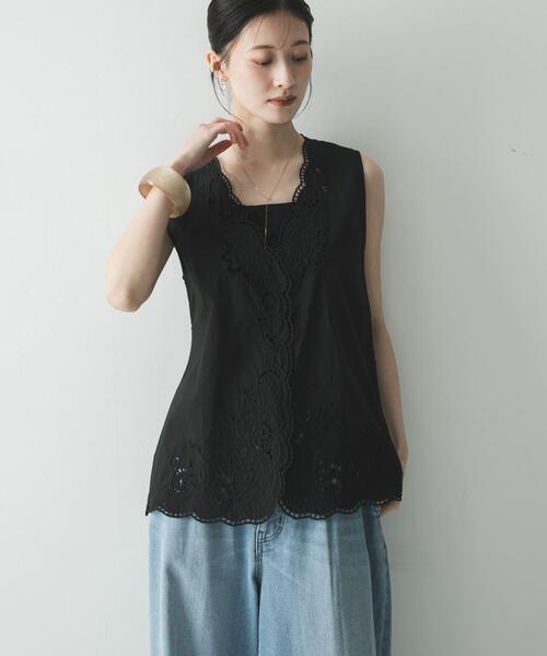 URBAN RESEARCH（アーバンリサーチ）の「カットワーク刺繍ジレ（シャツ/ブラウス・レディース・ホワイト/ブラック・FREE）」の17枚目の写真