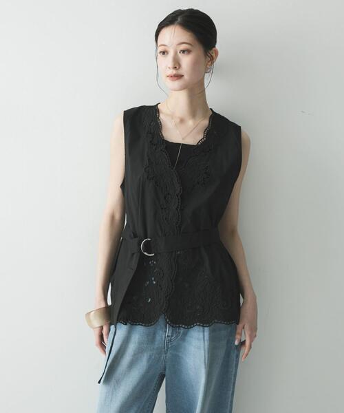 URBAN RESEARCH（アーバンリサーチ）の「カットワーク刺繍ジレ（シャツ/ブラウス・レディース・ホワイト/ブラック・FREE）」の19枚目の写真