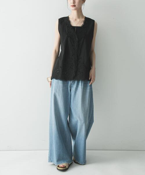 URBAN RESEARCH（アーバンリサーチ）の「カットワーク刺繍ジレ（シャツ/ブラウス・レディース・ホワイト/ブラック・FREE）」の21枚目の写真