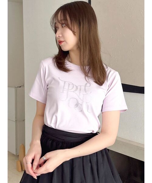 dazzlin(ダズリン)の「【UV】ラインストーングラフィックロゴTシャツ(Tシャツ/カットソー・レディース・ブルー/オフホワイト/ブラック/ピンク/パープル・FREE)」の2枚目の写真