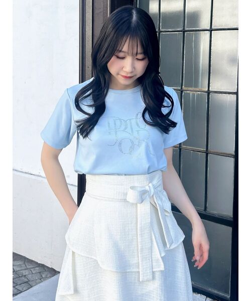 dazzlin（ダズリン）の「【UV】ラインストーングラフィックロゴTシャツ（Tシャツ/カットソー・レディース・ブルー/オフホワイト/ブラック/ピンク・FREE）」の3枚目の写真
