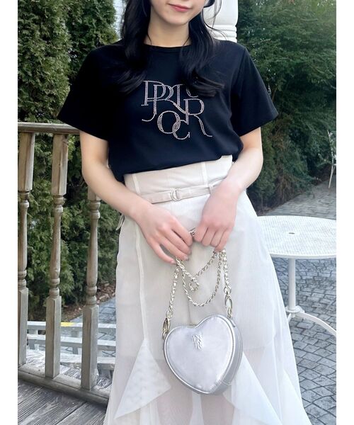 dazzlin（ダズリン）の「【UV】ラインストーングラフィックロゴTシャツ（Tシャツ/カットソー・レディース・ブルー/オフホワイト/ブラック/ピンク・FREE）」の2枚目の写真