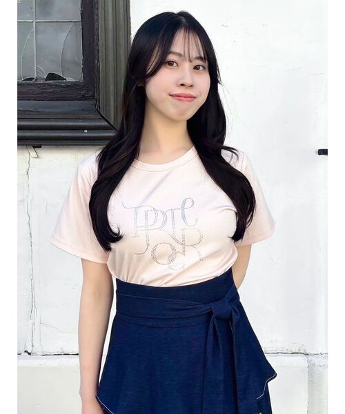 dazzlin（ダズリン）の「【UV】ラインストーングラフィックロゴTシャツ（Tシャツ/カットソー・レディース・ブルー/オフホワイト/ブラック/ピンク・FREE）」の5枚目の写真