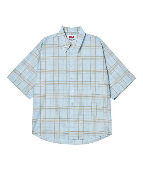 Beyond Closet（-）の「[コレクションライン] ラックスファブリックチェック半袖シャツスカイブルー（シャツ/ブラウス・メンズ・その他・MEDIUM/LARGE）」の2枚目の写真