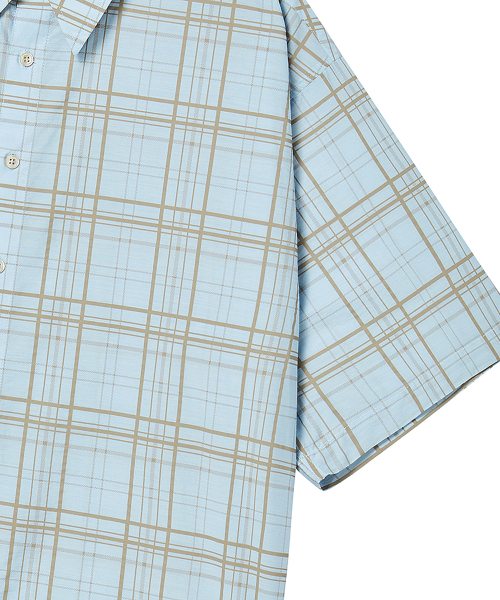 Beyond Closet（-）の「[コレクションライン] ラックスファブリックチェック半袖シャツスカイブルー（シャツ/ブラウス・メンズ・その他・MEDIUM/LARGE）」の6枚目の写真
