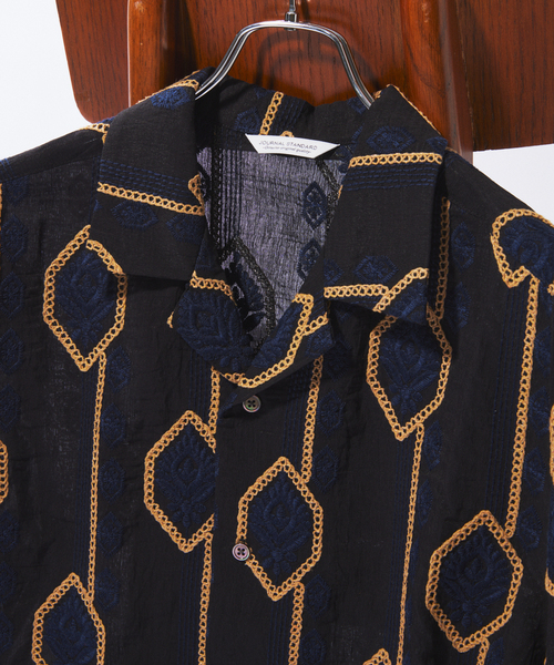 JOURNAL STANDARD(ジャーナルスタンダード)の「チェーン エンブロイダリー 半袖 シャツ(シャツ/ブラウス・メンズ・ホワイト×ホワイト/ネイビー/ホワイト系その他・LARGE/MEDIUM)」の4枚目の写真