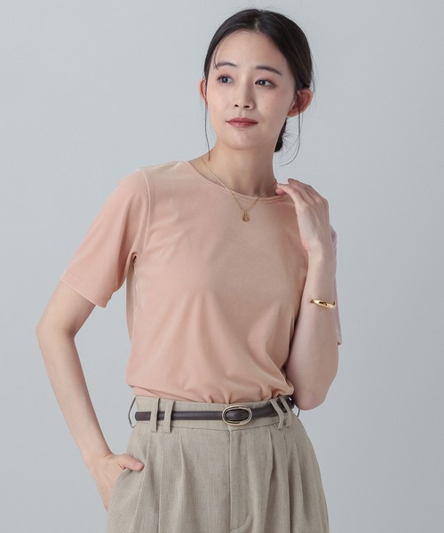 GLOBAL WORK(グローバルワーク)の「MATINEE LINE/シアーベロア半袖T/658132(Tシャツ/カットソー・レディース・ピンク/ブラック/モカ・MEDIUM/LARGE)」の3枚目の写真