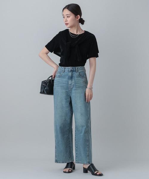 GLOBAL WORK(グローバルワーク)の「MATINEE LINE/シアーベロア半袖T/658132(Tシャツ/カットソー・レディース・ピンク/ブラック/モカ・MEDIUM/LARGE)」の4枚目の写真