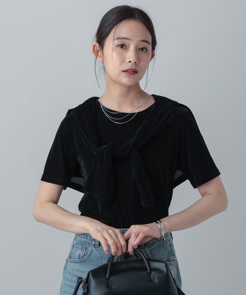 GLOBAL WORK(グローバルワーク)の「MATINEE LINE/シアーベロア半袖T/658132(Tシャツ/カットソー・レディース・ピンク/ブラック/モカ・MEDIUM/LARGE)」の7枚目の写真