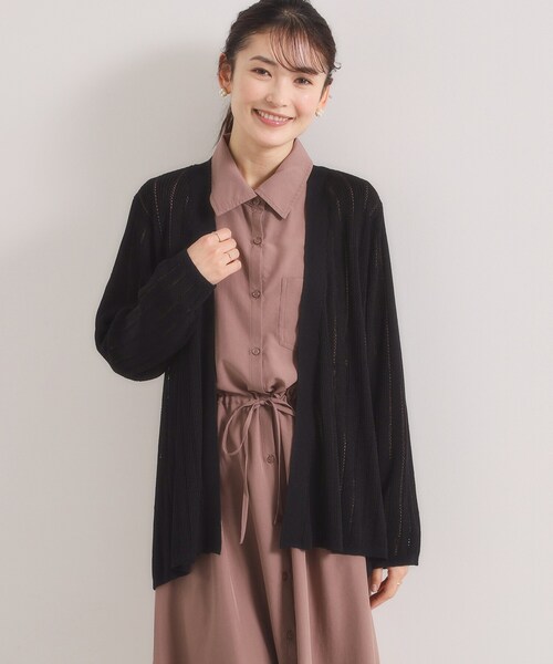 ITS'DEMO（イッツデモ）の「【手洗い可】透かし編みカーディガン（カーディガン/ボレロ・レディース・サックスブルー/ブラック/アイボリー/ピンク系・00）」の2枚目の写真