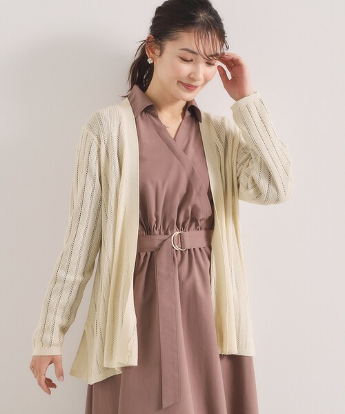 ITS'DEMO（イッツデモ）の「【手洗い可】透かし編みカーディガン（カーディガン/ボレロ・レディース・サックスブルー/ブラック/アイボリー/ピンク系・00）」の5枚目の写真