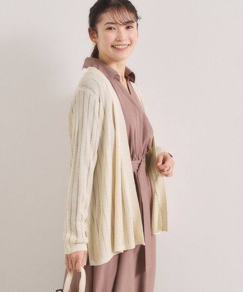 ITS'DEMO（イッツデモ）の「【手洗い可】透かし編みカーディガン（カーディガン/ボレロ・レディース・サックスブルー/ブラック/アイボリー/ピンク系・00）」の6枚目の写真