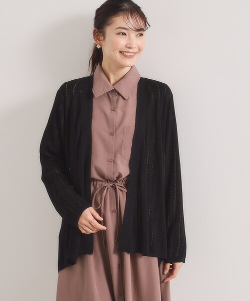 ITS'DEMO（イッツデモ）の「【手洗い可】透かし編みカーディガン（カーディガン/ボレロ・レディース・サックスブルー/ブラック/アイボリー/ピンク系・00）」の9枚目の写真