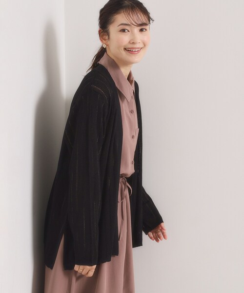 ITS'DEMO（イッツデモ）の「【手洗い可】透かし編みカーディガン（カーディガン/ボレロ・レディース・サックスブルー/ブラック/アイボリー/ピンク系・00）」の10枚目の写真