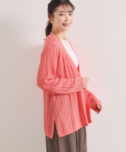 ITS'DEMO（イッツデモ）の「【手洗い可】透かし編みカーディガン（カーディガン/ボレロ・レディース・サックスブルー/ブラック/アイボリー/ピンク系・00）」の14枚目の写真