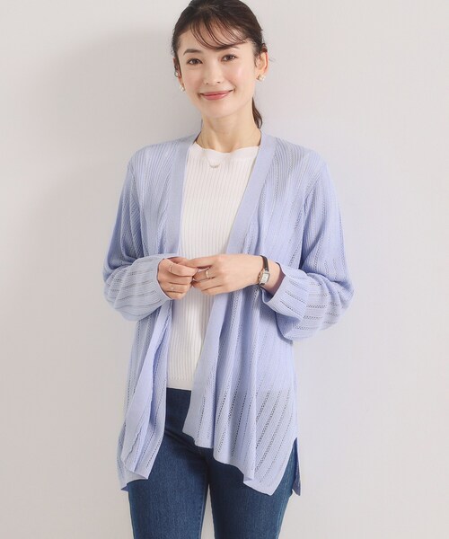 ITS'DEMO（イッツデモ）の「【手洗い可】透かし編みカーディガン（カーディガン/ボレロ・レディース・サックスブルー/ブラック/アイボリー/ピンク系・00）」の17枚目の写真