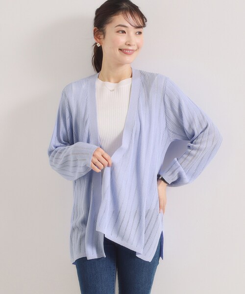 ITS'DEMO（イッツデモ）の「【手洗い可】透かし編みカーディガン（カーディガン/ボレロ・レディース・サックスブルー/ブラック/アイボリー/ピンク系・00）」の18枚目の写真