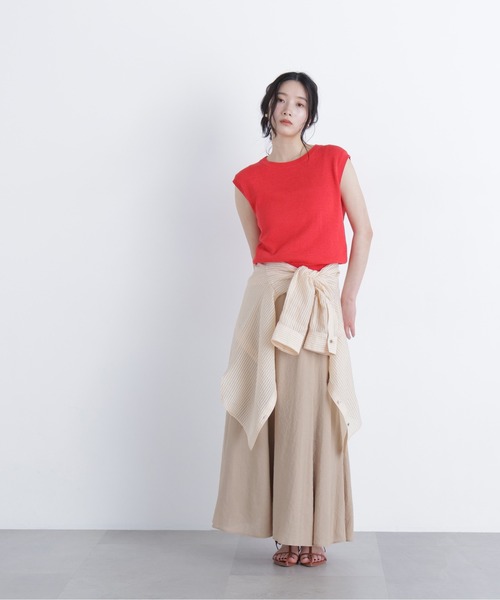 N.(N. Natural Beauty Basic)(エヌエヌナチュラルビューティーベーシック)の「ノースリーブリラクシーニット(ニット/セーター・レディース・ブラック/オフホワイト/レッド・フリ-)」の12枚目の写真