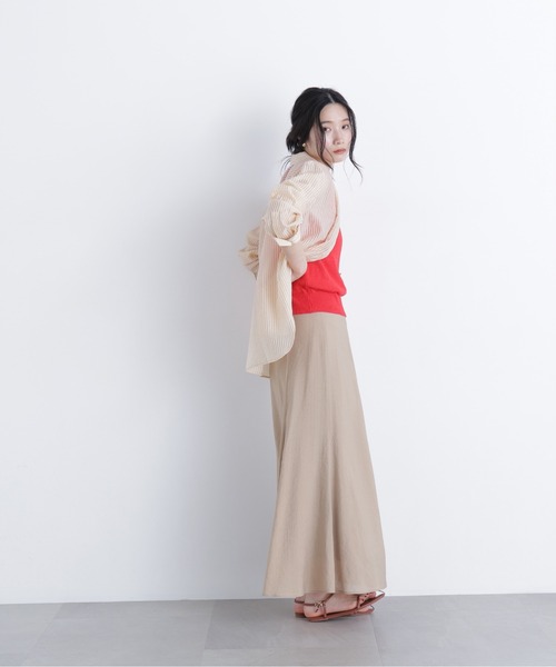 N.(N. Natural Beauty Basic)(エヌエヌナチュラルビューティーベーシック)の「ノースリーブリラクシーニット(ニット/セーター・レディース・ブラック/オフホワイト/レッド・フリ-)」の16枚目の写真