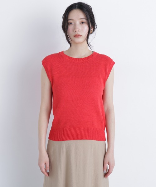 N.(N. Natural Beauty Basic)(エヌエヌナチュラルビューティーベーシック)の「ノースリーブリラクシーニット(ニット/セーター・レディース・ブラック/オフホワイト/レッド・フリ-)」の19枚目の写真