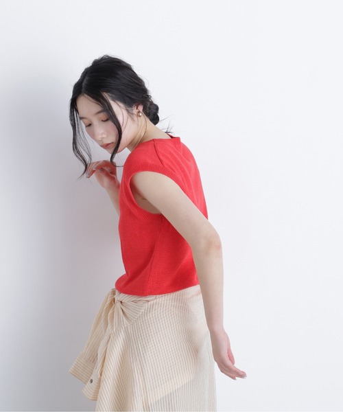 N.(N. Natural Beauty Basic)(エヌエヌナチュラルビューティーベーシック)の「ノースリーブリラクシーニット(ニット/セーター・レディース・ブラック/オフホワイト/レッド・フリ-)」の18枚目の写真