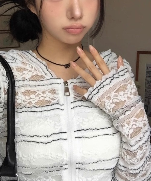 Alvia(アルビア)の「レースジップトップス(パーカー・レディース・ホワイト・M)」の10枚目の写真