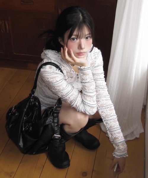 Alvia(アルビア)の「レースジップトップス(パーカー・レディース・ホワイト・M)」の7枚目の写真
