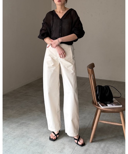 She's Closet（シーズクローゼット）の「フード付き 長袖 オーバーサイズ シアーシャツパーカー フーディー（シャツ/ブラウス・レディース・イエロー/ホワイト/ブラック/ブルー・FREE）」の11枚目の写真