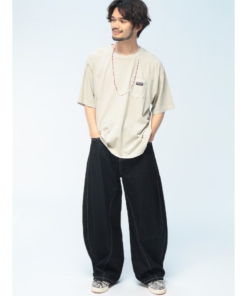 GERRY(ジェリー)の「GERRY (ジェリー) Tシャツ 半袖 綿100% 天竺生地 胸ポケット ブランドロゴ ヴィンテージ加工 クルーネック カットソー GE26SU05 ユニセックス(Tシャツ/カットソー・メンズ・アイボリー/ブラック/ブルー/ピンク・L/M/LL)」の5枚目の写真