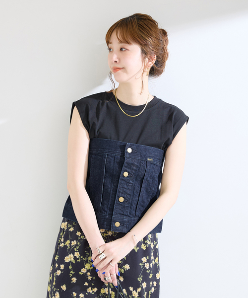 Lee（リー）の「ウォッシャブル / Lee / リー BUSTIER（シャツ/ブラウス・レディース・ブルー/ネイビー・MEDIUM）」の6枚目の写真