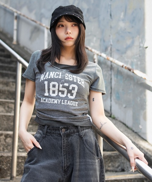 WEGO(ウィゴー)の「WEGO/グラフィックレイヤードドッキングT(Tシャツ/カットソー・レディース・ホワイト/ブラック系その他5/その他1・FREE)」の7枚目の写真