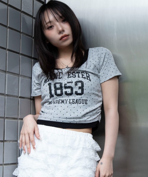 WEGO(ウィゴー)の「WEGO/グラフィックレイヤードドッキングT(Tシャツ/カットソー・レディース・ホワイト/ブラック系その他5/その他1・FREE)」の3枚目の写真